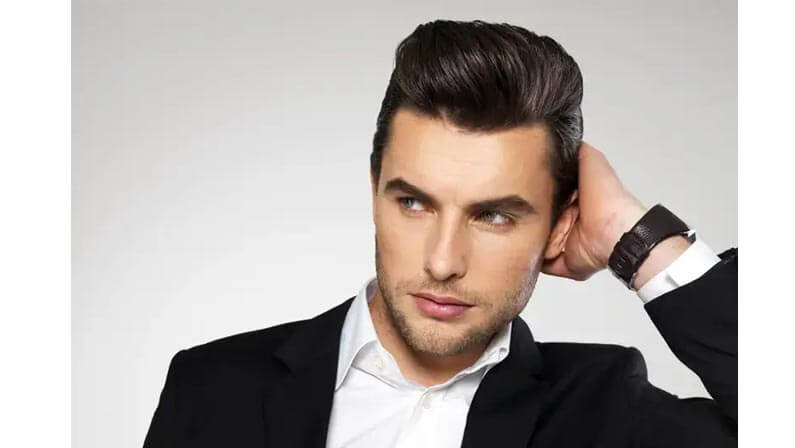 Slicked back hairstyle for oval shape face