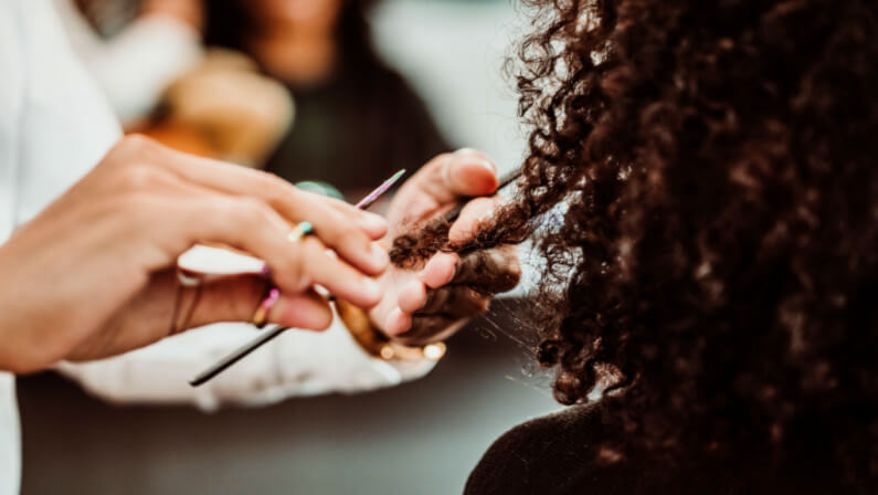 cutting with curly hair