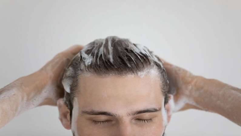 man using conditioner